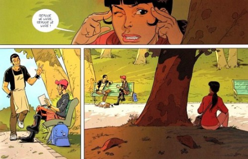 un petit livre oublié sur un banc,jim,mig,bamboo,grand angle,comédie romantique,bookcrossing