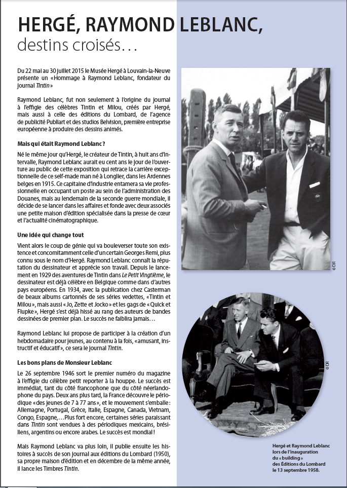 Raymond Leblanc, Le Lombard, Tintin, Hergé, Louvain La Neuve, Musée, 05/2015