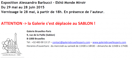 Exposition, Barbucci, Galerie Bruxelles-Paris,05/2015.