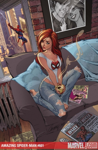 pin up,marvel comics,spider-man,mary jane watson,alex miranda,adam hugues
