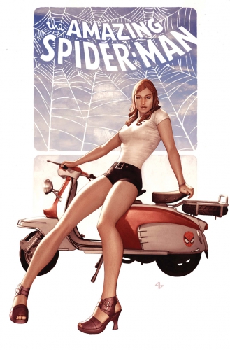 pin up,marvel comics,spider-man,mary jane watson,alex miranda,adam hugues