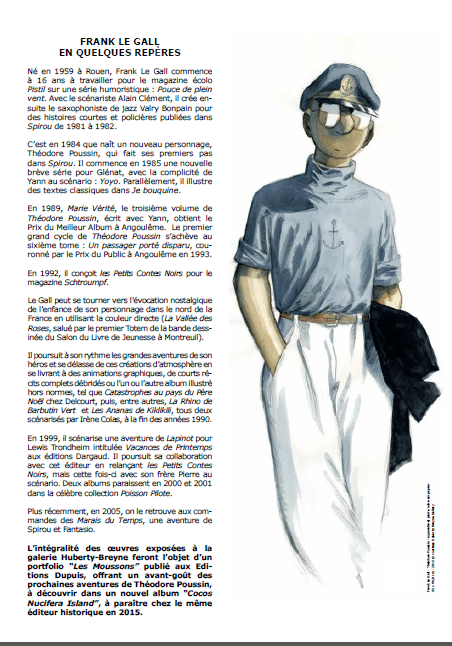 Exposition, Frank Le Gall, Théodore Poussin, Galerie Huberty Breyne, Bruxelles, 05/2015