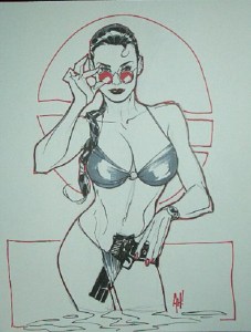 pin up,lara croft,aventurière sexy,adam hugues