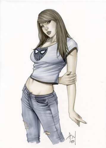 pin up,marvel comics,spider-man,mary jane watson,alex miranda,adam hugues